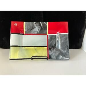 Sebino Arte glass tray, multi colored handmade in Italy NOS 2010-2019